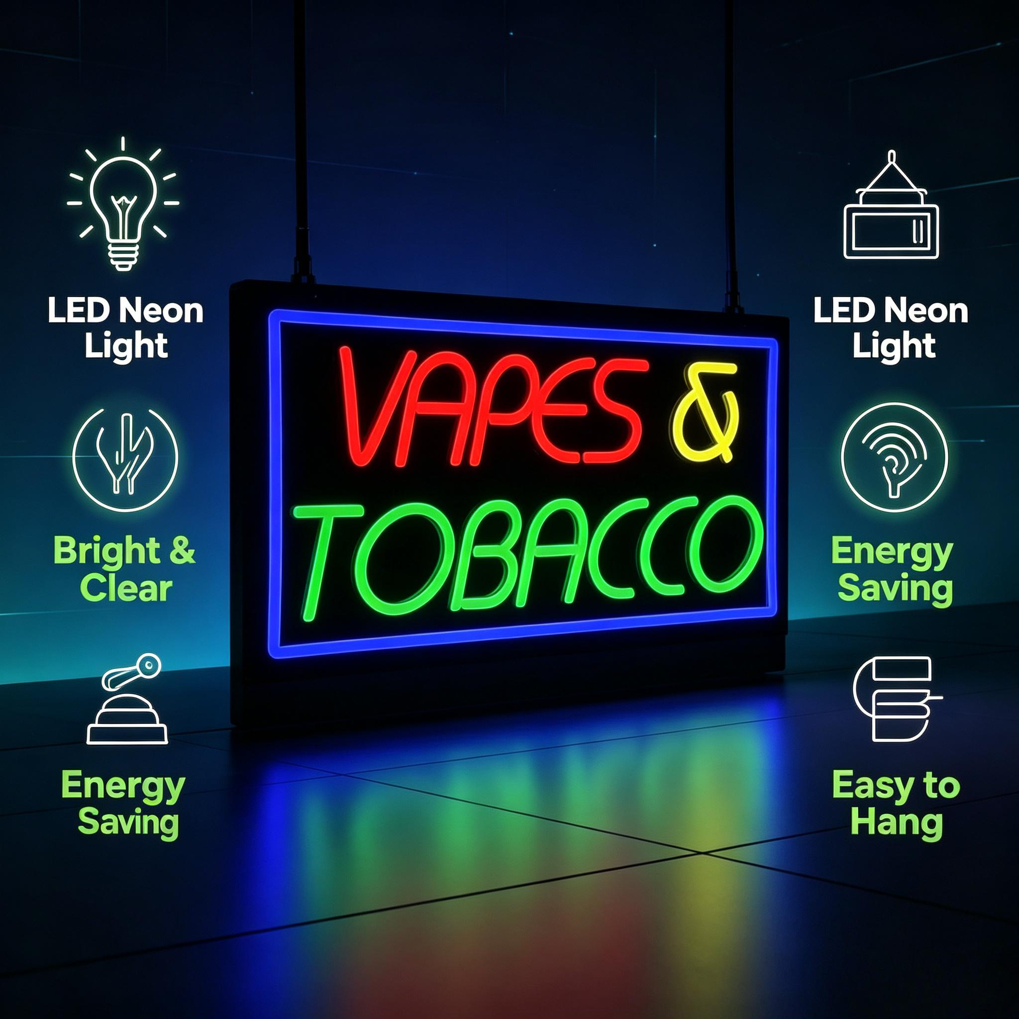 Tobacco and Vape Neon Sign USB - огляд і ціна Vaping Store